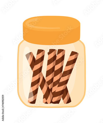 Wafer Roll Stick Astor in Jar Food Vector Illustration