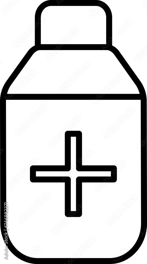 Fototapeta premium Medicine Bottle Icon in Line Art.