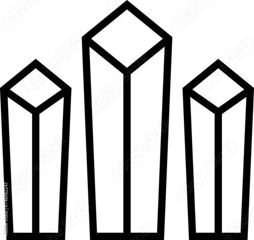 Black line art illustration of Crystal icon.