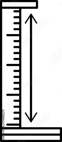 Height Measurement Scale Icon in Black Outline.