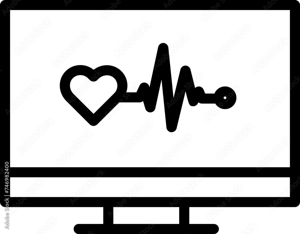 Line art illustration of ECG monitor icon