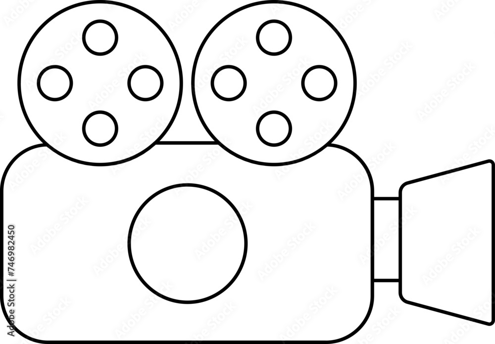 Flat Style Video Camera Icon In Thin Line. Flat Style Video Camera Icon In Thin Line.