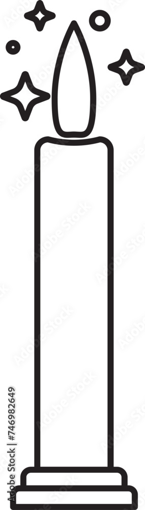 Illuminate Candle Icon In Black Line Art.
