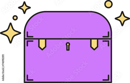 Treasure Box Icon In Purple Color.