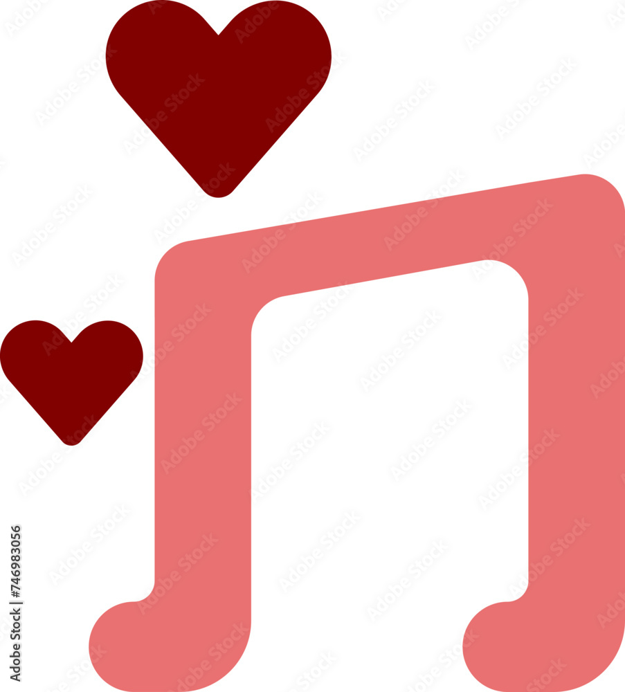 Isolated Romantic Music Note Icon in Flat Style. Isolated Romantic Music Note Icon in Flat Style.