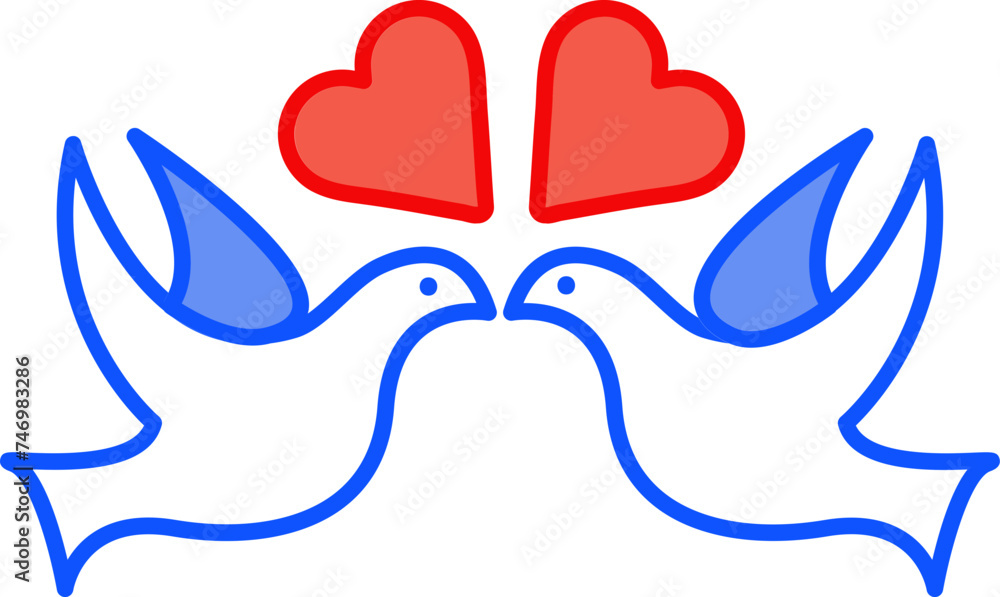 Naklejka premium Love Bird icon in blue and red color.