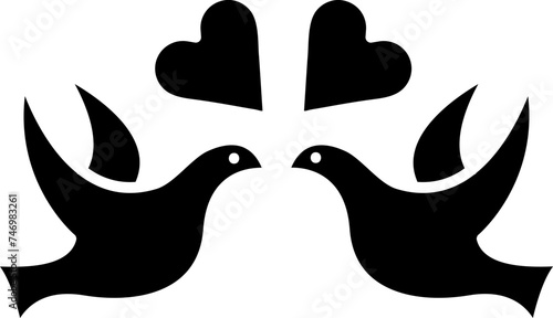 Black Love Bird icon in flat style.