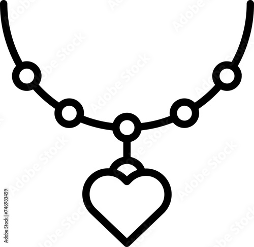 Flat style heart shape locket or pendant icon in line art.