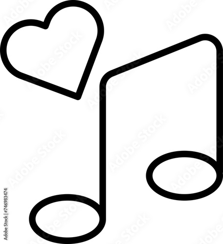 Love song or music icon in thin line art.