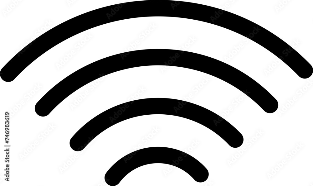 Black line art illustration of Wifi icon. Black line art illustration of Wifi icon.