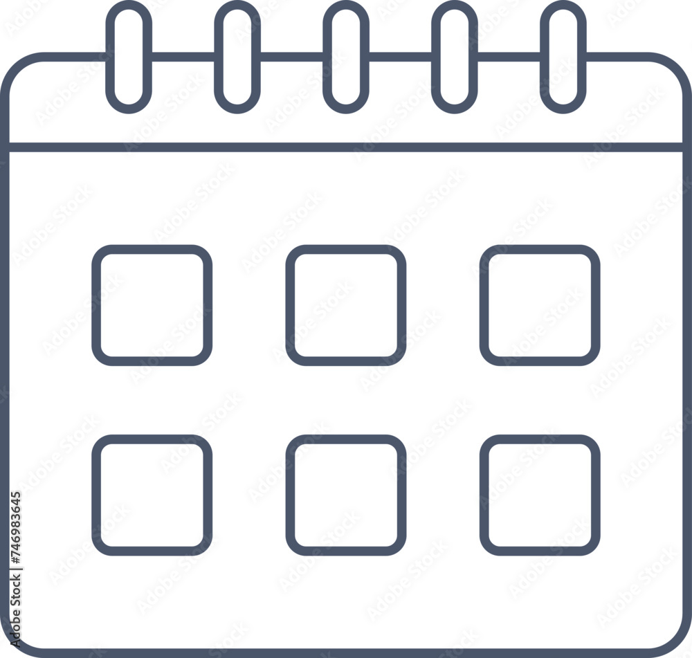Illustration Of Calendar Icon In Thin Line Art. Illustration Of Calendar Icon In Thin Line Art.