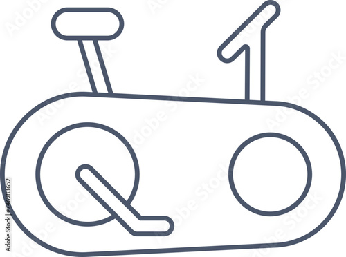 Blue Outline Exercise Bike Icon Or Symbol.