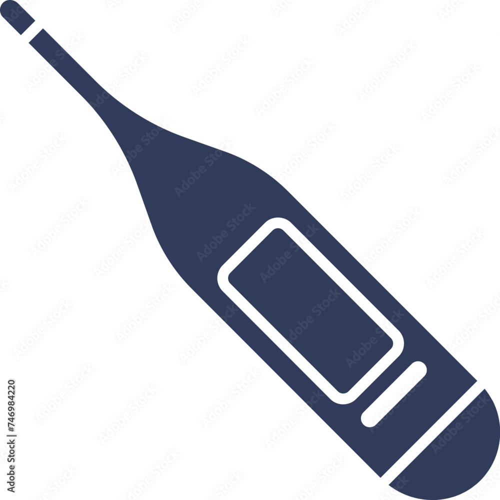 Flat Style Thermometer Icon in Blue and White Color. Flat Style Thermometer Icon in Blue and White Color.