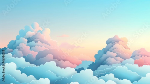 Pastel-hued clouds drift lazily on this soft pop-art wallpaper, evoking a sense of peaceful daydreams