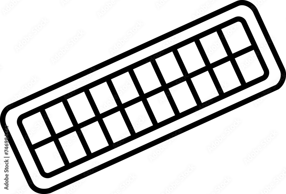 Ice tray icon in black line art. Ice tray icon in black line art.