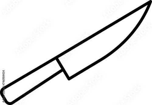 Black line art illustration of Knife icon.