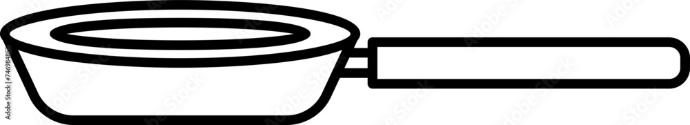 Frying Pan Icon or Symbol in Black Outline. Frying Pan Icon or Symbol in Black Outline.