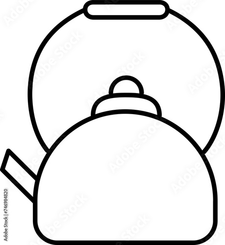 Line art Teapot icon in flat style.
