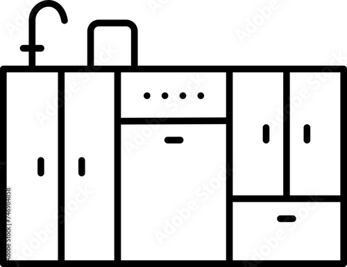 Fotografi Illustration of Kitchen icon in line art.