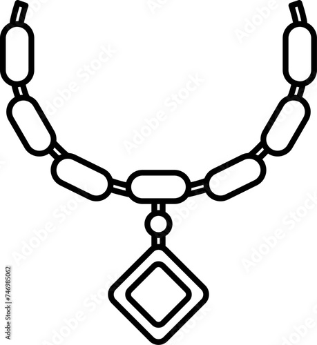 Vector Illustration of Pendant Necklace in Line Art.