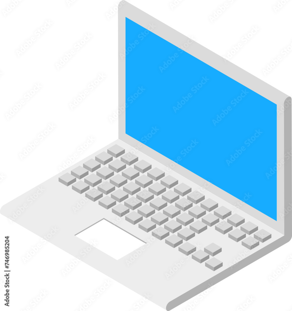 3D Laptop Icon in Gray and Blue Color. 3D Laptop Icon in Gray and Blue Color.