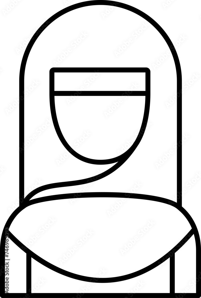 Muslim woman icon in line art. Muslim woman icon in line art.