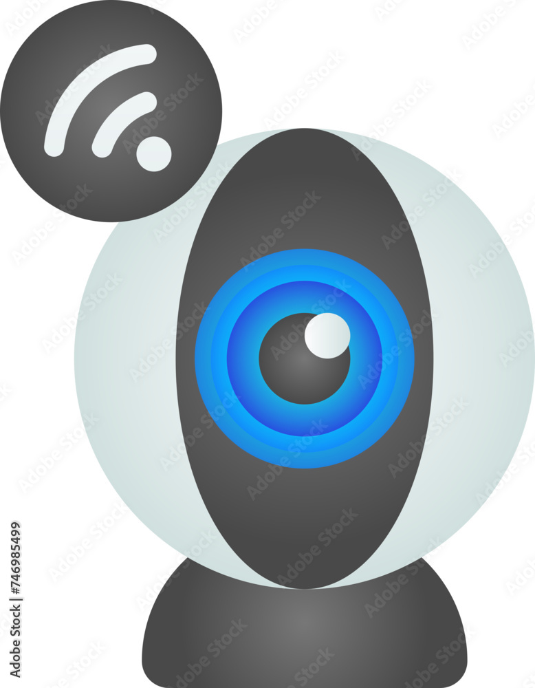 Wifi connected webcam icon in gray color. Wifi connected webcam icon in gray color.