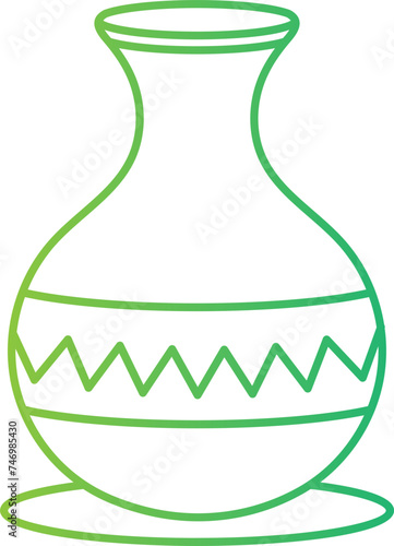 Green line art mud pot icon in flat style.