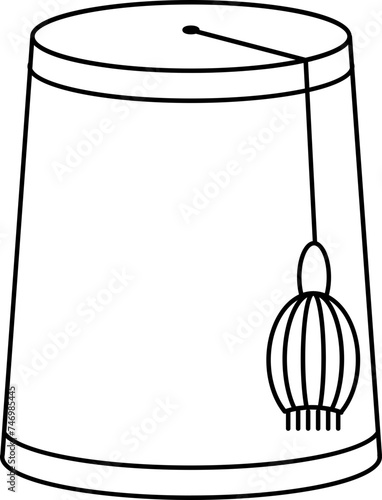 Line art illustration of Fez hat icon.