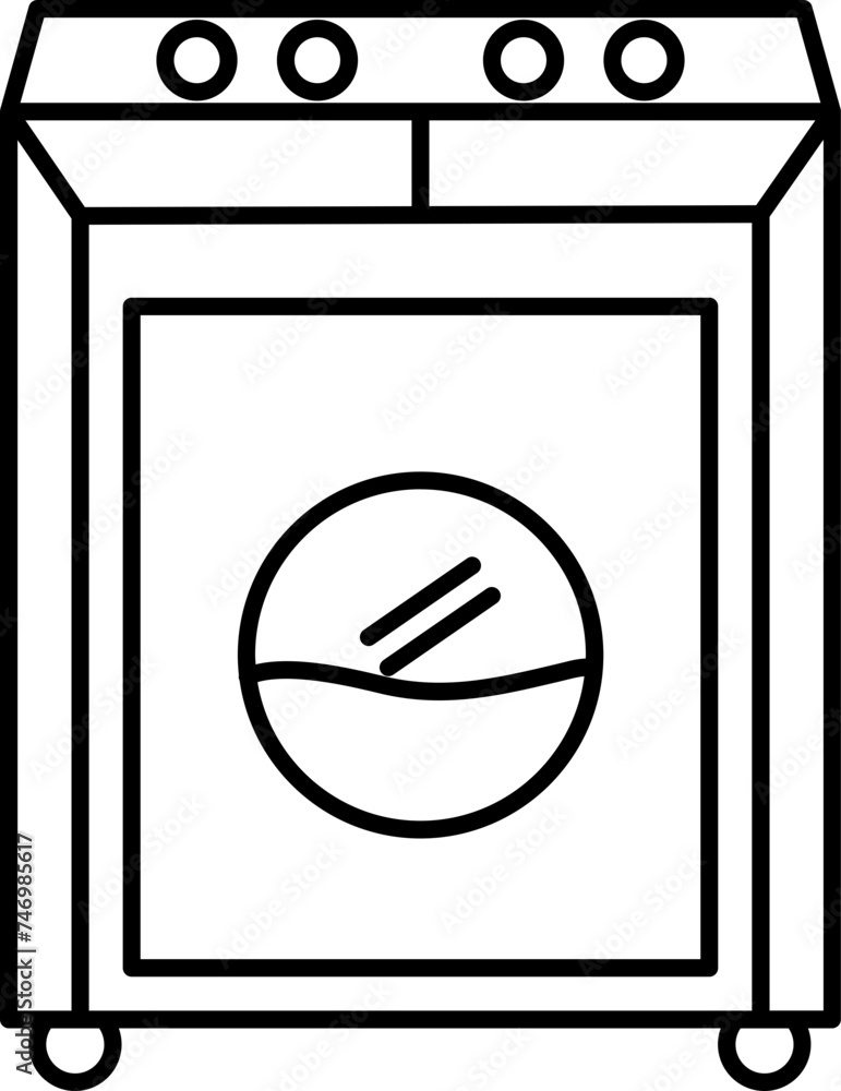 Flat style washing machine icon in line art. Flat style washing machine icon in line art.