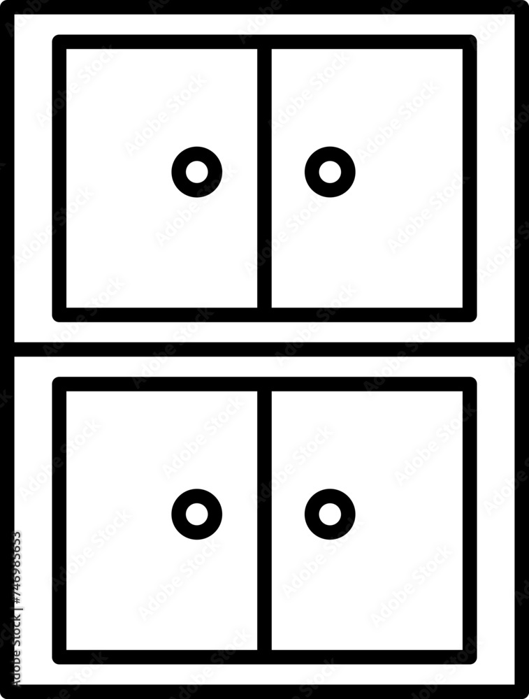 Black line illustration of cupboard icon. Black line illustration of cupboard icon.
