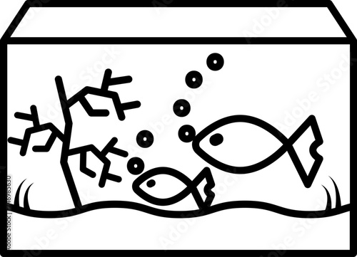 Aquarium fish tank icon in black line art.