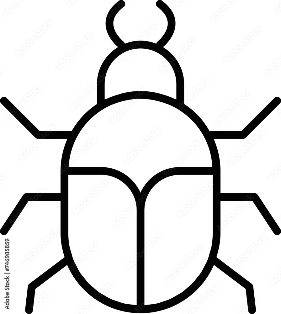 Black Line Art Bug icon in flat style. Black Line Art Bug icon in flat style.