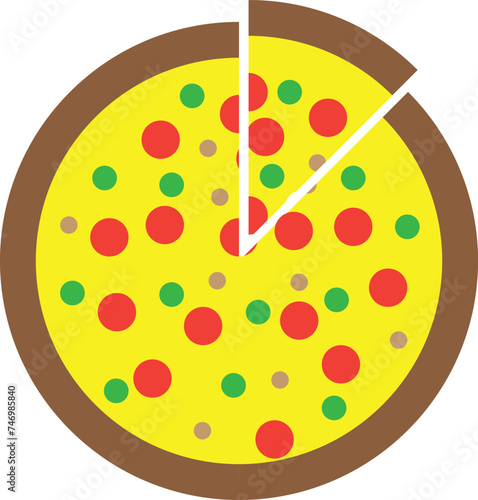 Pizza vector isolated illustration for t-shirts, phone case, mugs, wall art etc.