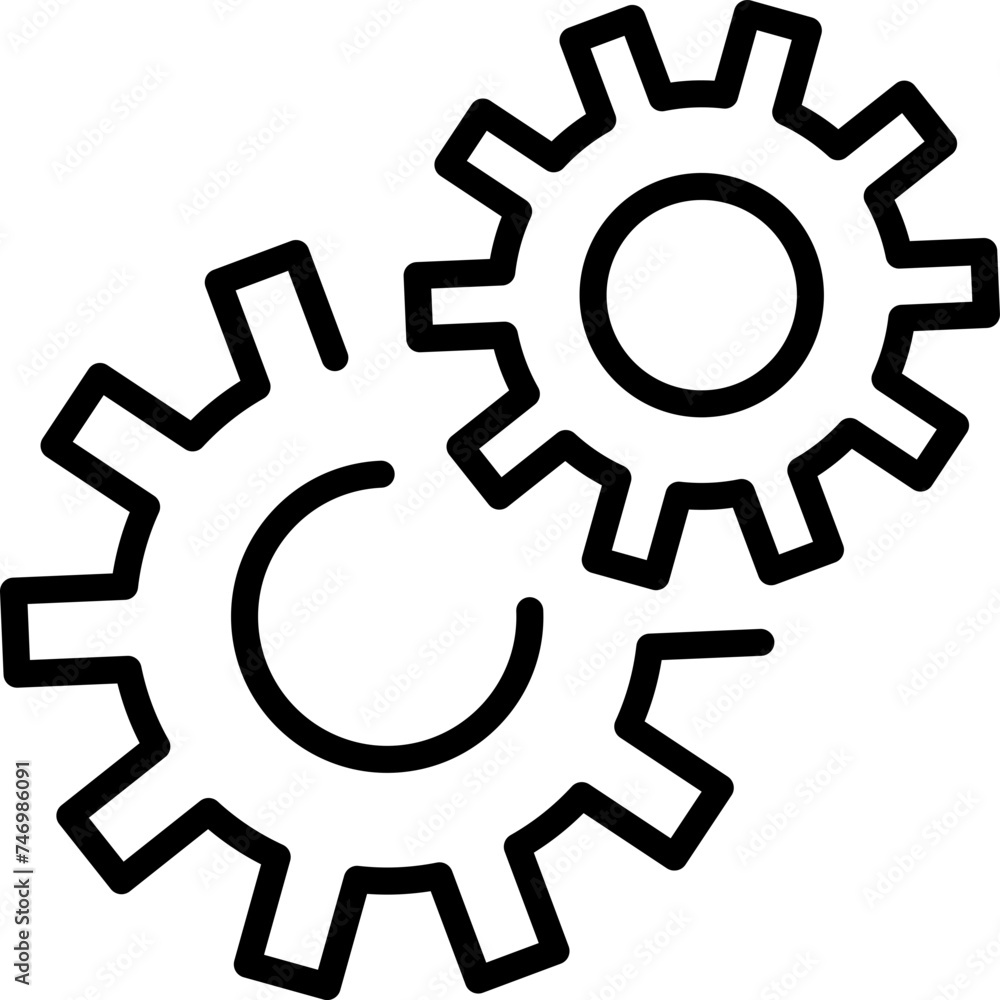 Line art Cogwheels or Setting icon in flat style. Line art Cogwheels or Setting icon in flat style.