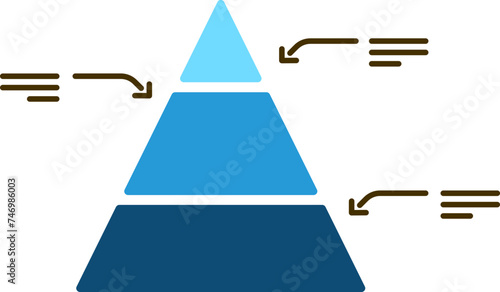 Three Layer Pyramid icon in Blue Color.