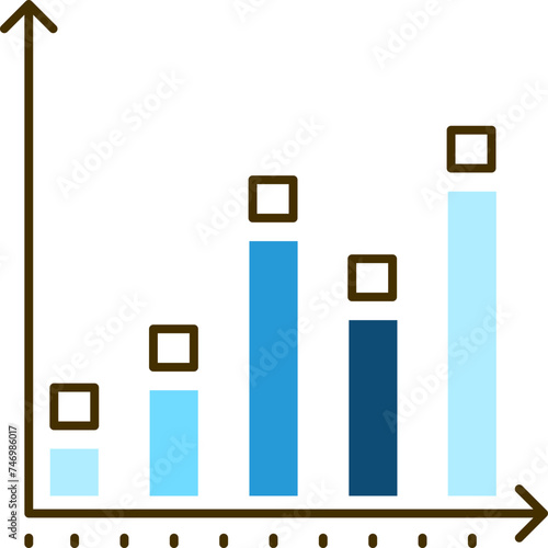 Six Process Bar Graph icon in flat style.