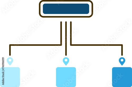 Hierarchical location three massage step icon in blue color.