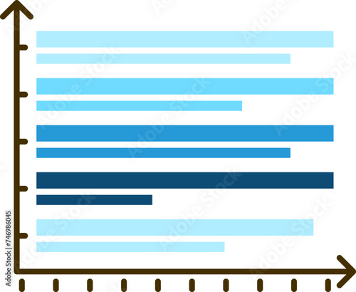 Illustration of Bar Graph icon in blue and black color.