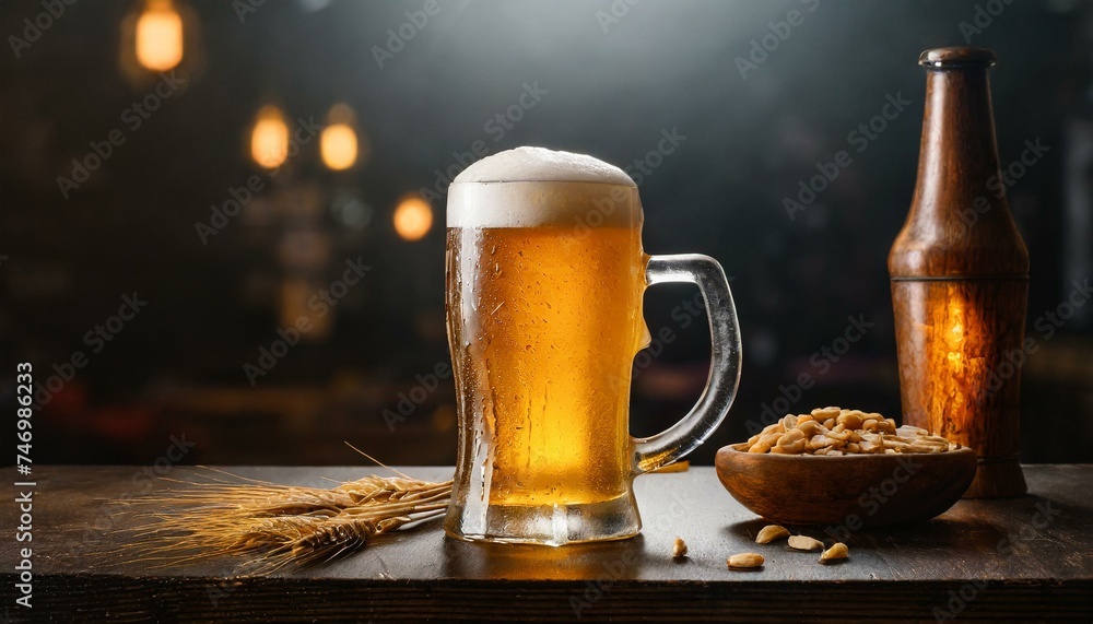 mug of beer on dark background mug of beer on dark background