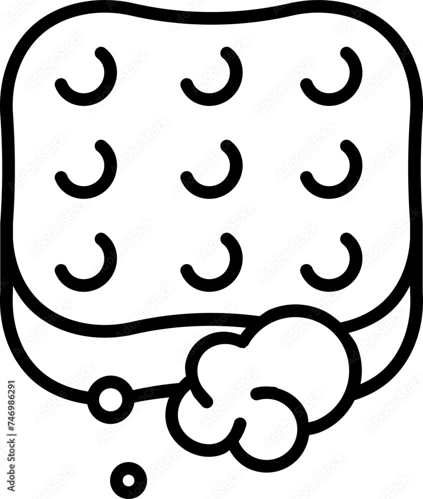 Soap with Foam Icon in Thin Line Art.