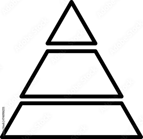 Line art Three level pyramid icon in flat style.