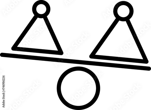 Line art Balance scale icon in flat style.