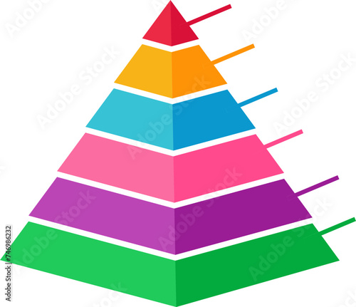 Colorful Pyramid with Different Levels Icon in Flat Style.