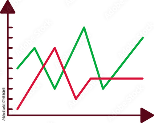 Colorful Wave Line Graph Chart icon in flat style.