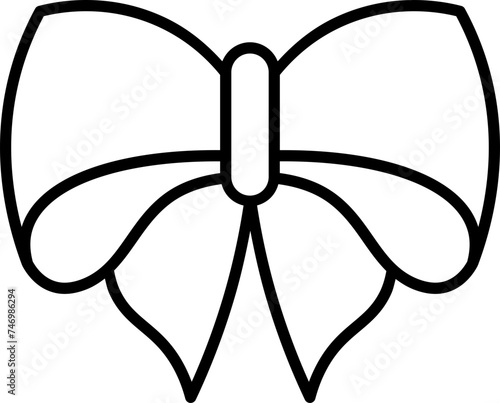 Line Art Illustration of Bow Ribbon Icon.