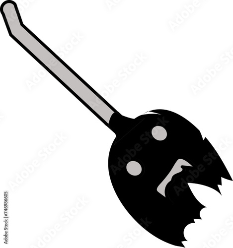 Witch Broom Icon in Black and Gray Color.