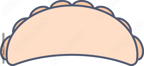 Indian Sweet (Gujia) Icon In Pastel Orange Color.
