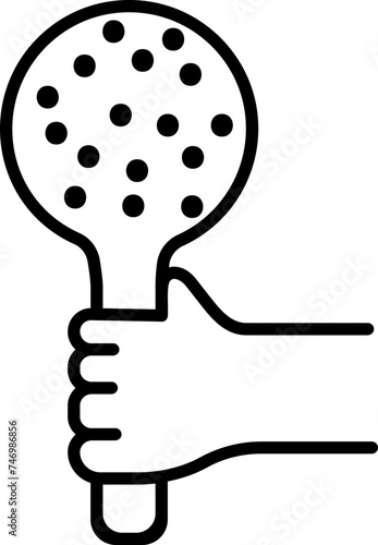 Hand Holding Skimmer Tool Icon in Flat Style.