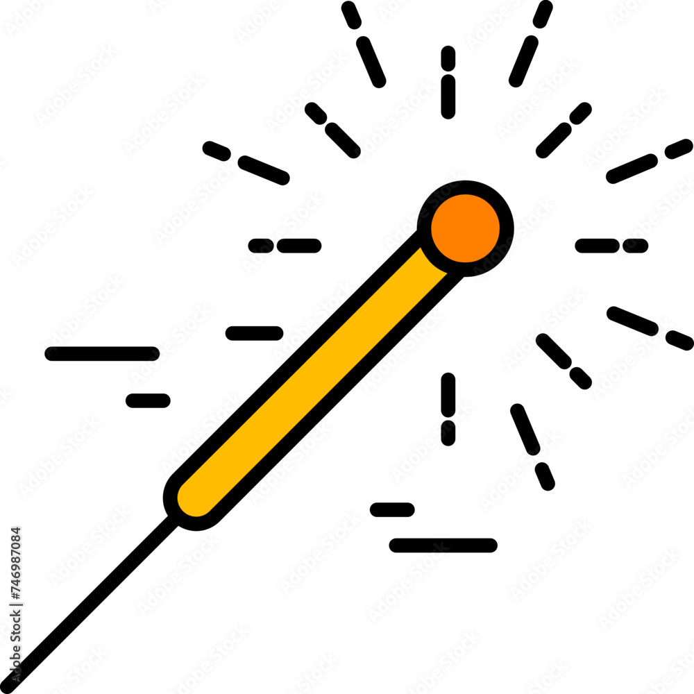 Firecracker stick icon in yellow and black color. Firecracker stick icon in yellow and black color.